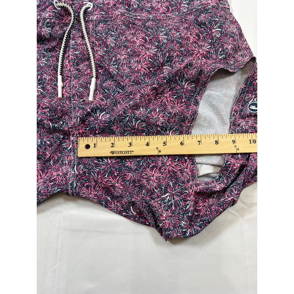 Johnnie-O Mens XXL Swim Trunks Navy Pink Fireworks Floral Board Shorts Liner
